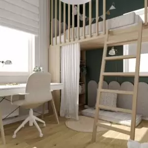 Pokój młodzieżowy z łóżkiem na antresoli